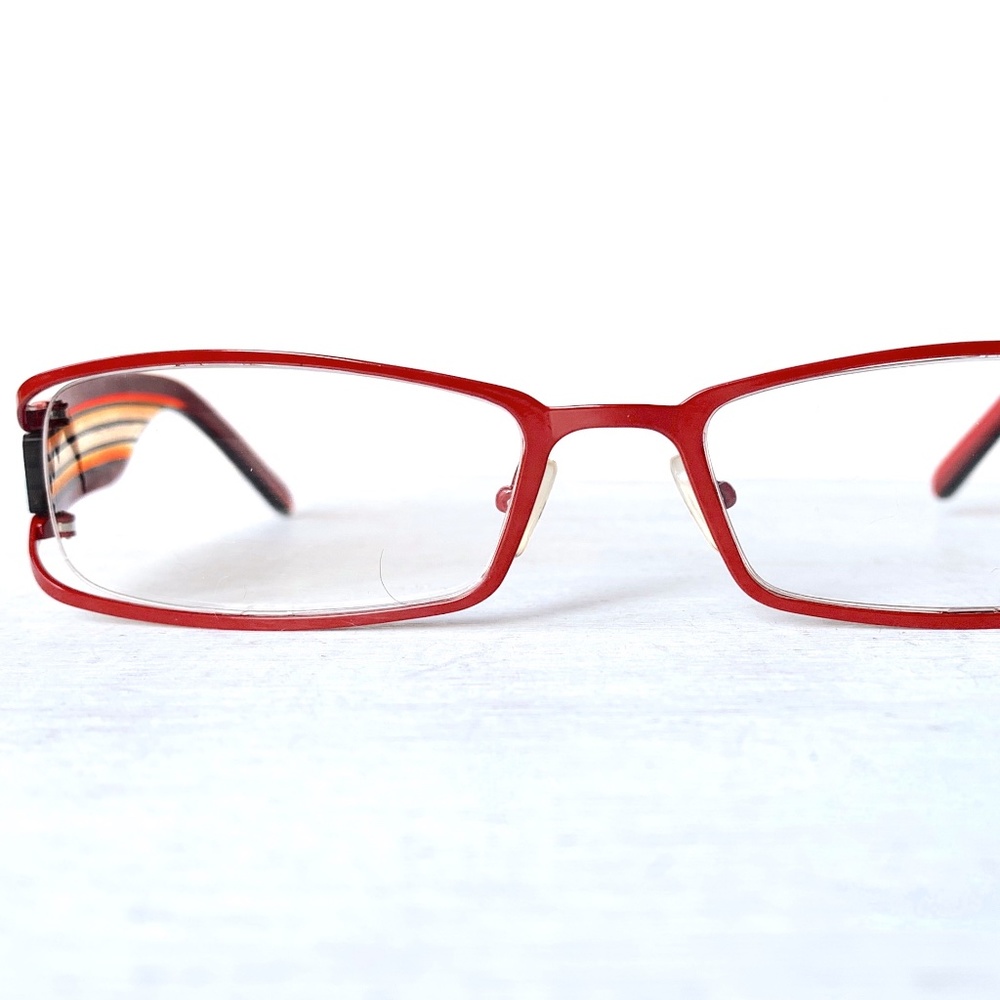 Red Men's Rectangular Metal Eyeglass Frames - image 2